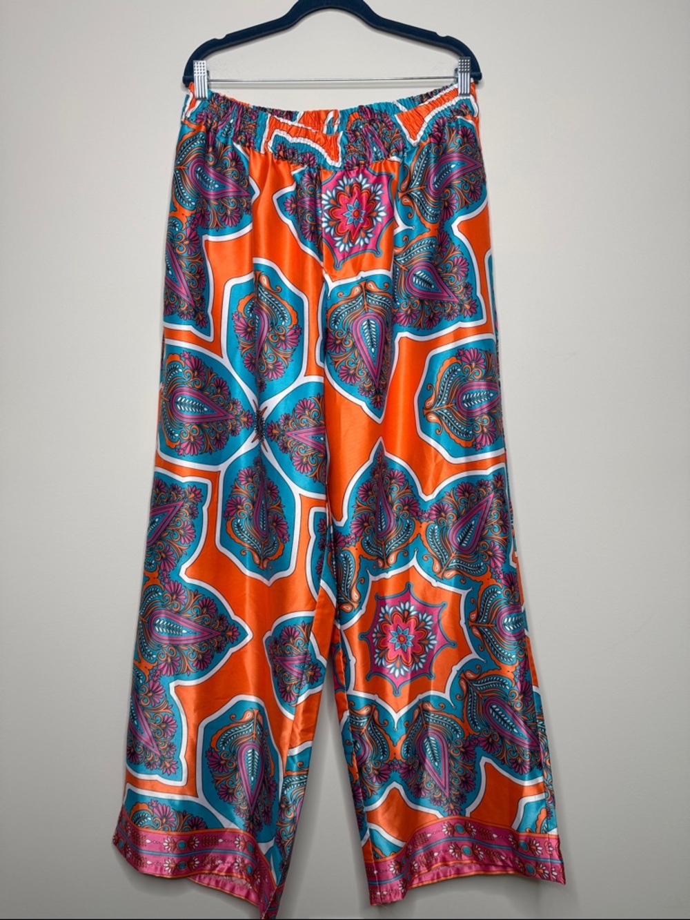 Ashley Stewart Womens Plus Paisley Wide-Leg Pants Pockets Vacation Boho 18/20